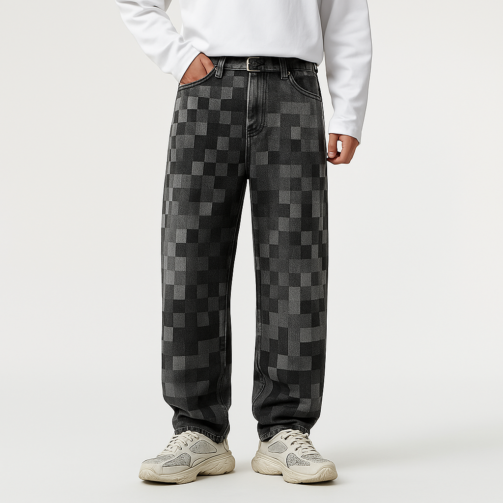Edvard | Jean Denim cu Efect Pixelat pentru Bărbați