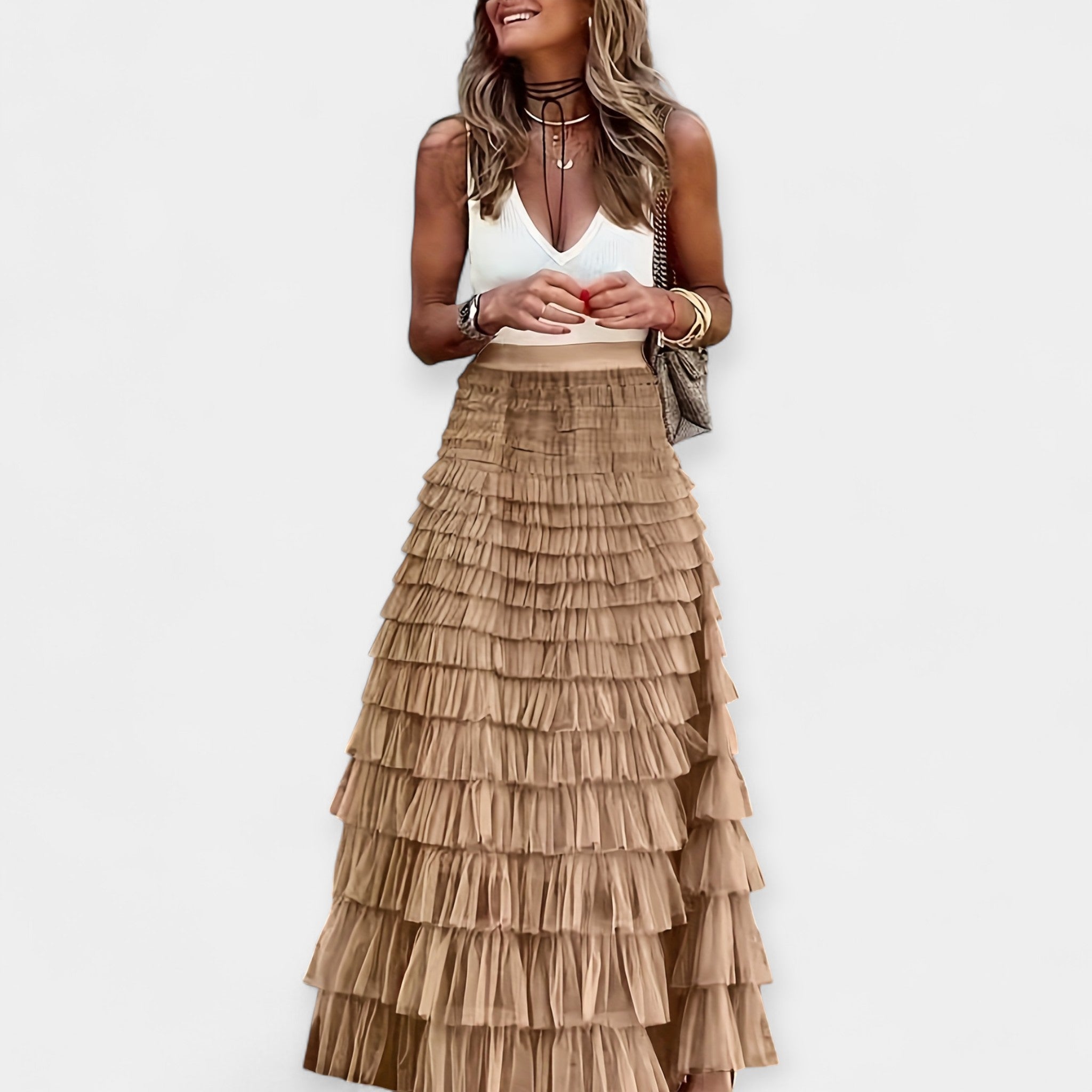 Nina | Fustă boho cu margine din plasă