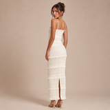 Clara – rochie midi ajustată cu textură plisată