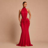 Pilar - Rochie maxi cu guler halter, talie descoperită și siluetă sirenă