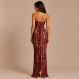 Gabriela - Rochie maxi fără bretele cu corset și siluetă ajustată