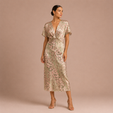 Laura - Rochie midi drapată cu nod frontal