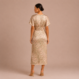 Laura - Rochie midi drapată cu nod frontal