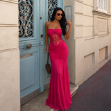 Eugenia - Rochie Maxi Drapată cu Talie Iluzionistă