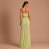 Eugenia - Rochie Maxi Drapată cu Talie Iluzorie