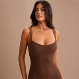 Jasmyn - Rochie Chocolate Crystal Mesh Maxi