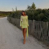 Sofía - Rochie Mini cu mâneci lungi și nod lateral