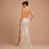 Isabella – rochie lungă brodată cu deschidere laterală