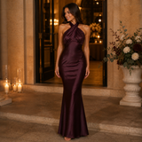 Luciana – rochie ajustată din satin cu cădere