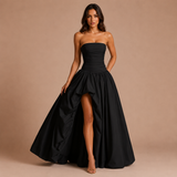 Isabela - Rochie fără bretele cu corset plisat și fustă voluminoasă