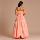 Isabela - Rochie fără bretele cu corset pliat și fustă voluminoasă