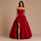 Isabela - Rochie strapless cu corpiș frunțit și fustă voluminoasă