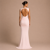 Mónica - Rochie maxi mulată cu nod frontal și fustă sirenă