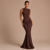 Mónica - Rochie maxi strânsă cu nod frontal și fustă sirenă