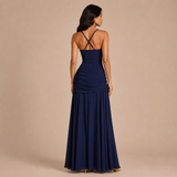 Claudia - Rochie maxi cu bretele subțiri și fustă fluidă