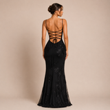 Rebeca - Rochie maxi cu corset cu cupe și broderie florală