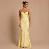 Rebeca - Rochie maxi cu corset cu cupe și broderie florală