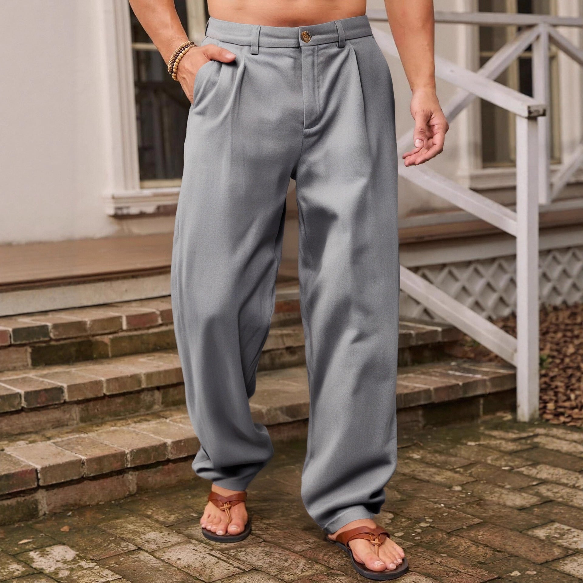 Niccolo | PANTALONI LARGI DIN LIN