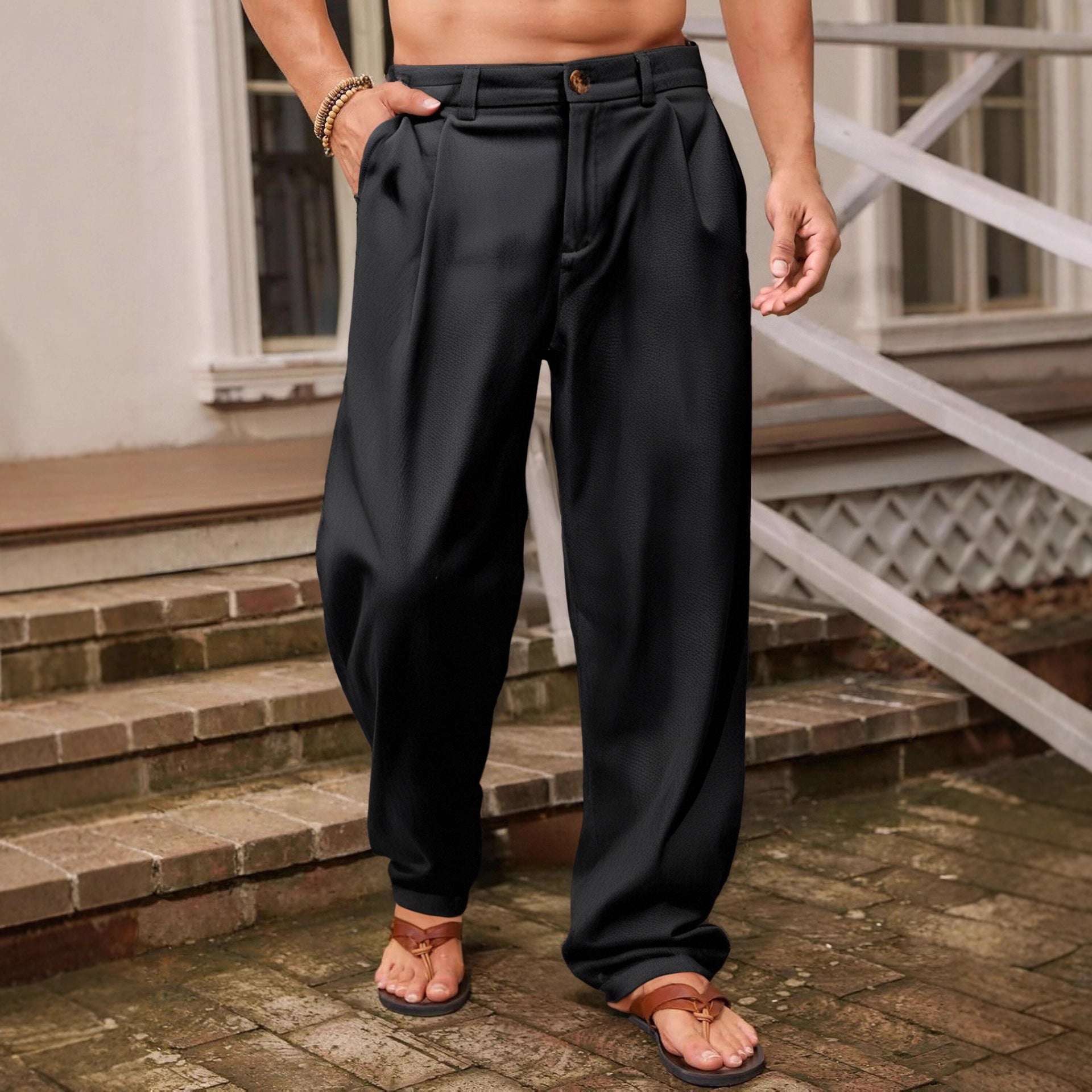 Niccolo | PANTALONI LARGI DIN LIN