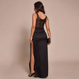 Alina – rochie cu dantelă și tăietură laterală