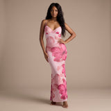 Valeria – rochie lungă ajustată cu imprimeu floral