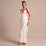 Inés – rochie lungă din satin cu spate deschis și cădere elegantă