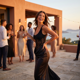 Alina – rochie cu dantelă și tăietură laterală