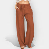 Malika | Pantaloni din in cu linii aerisite